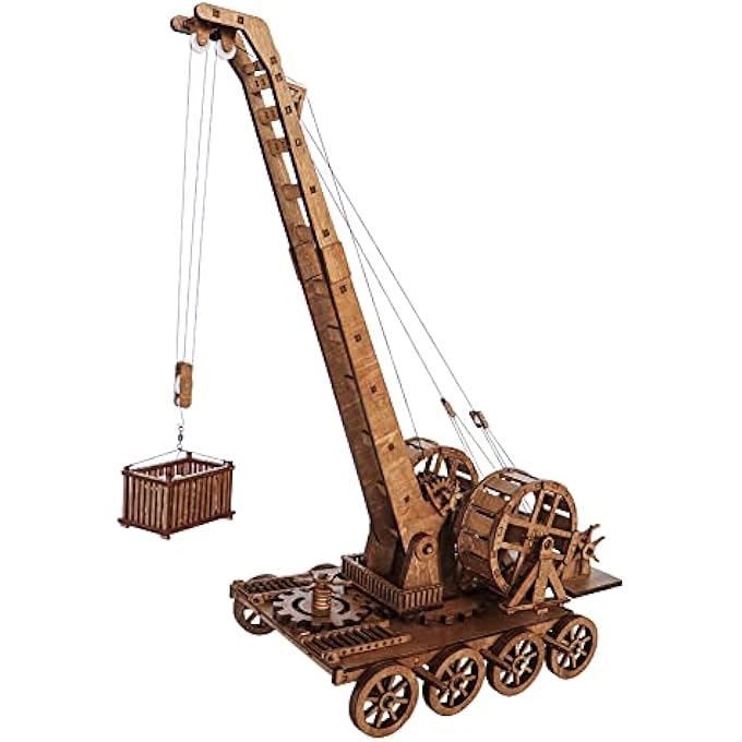EUROPEAN MEDIEVAL RETRO WOODEN CRANES CRAFTING AND BUILDING CHALLENGING 3D TOY PUZZLE MODEL KITS--1:36 SCALE GIFTS FOR PERSONAL INTEREST - Image 1